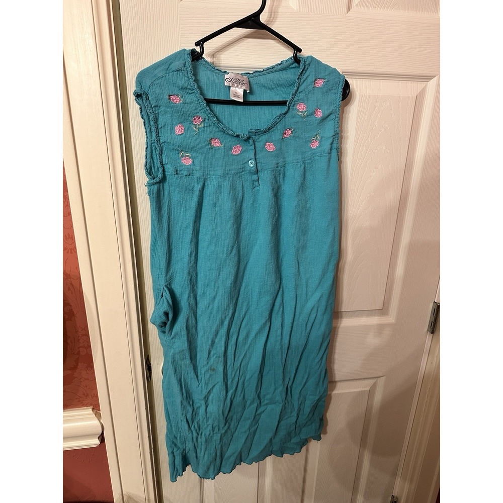 Cozee Corner Women's Teal Sleeveless Nightgown Size XL